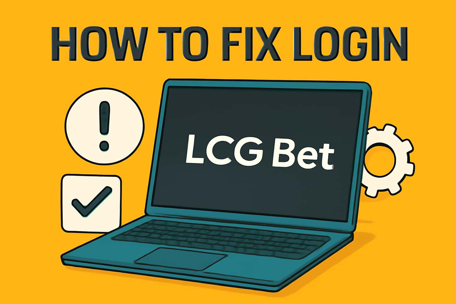 Informational graphic about fixing login issues for LCG Bet.