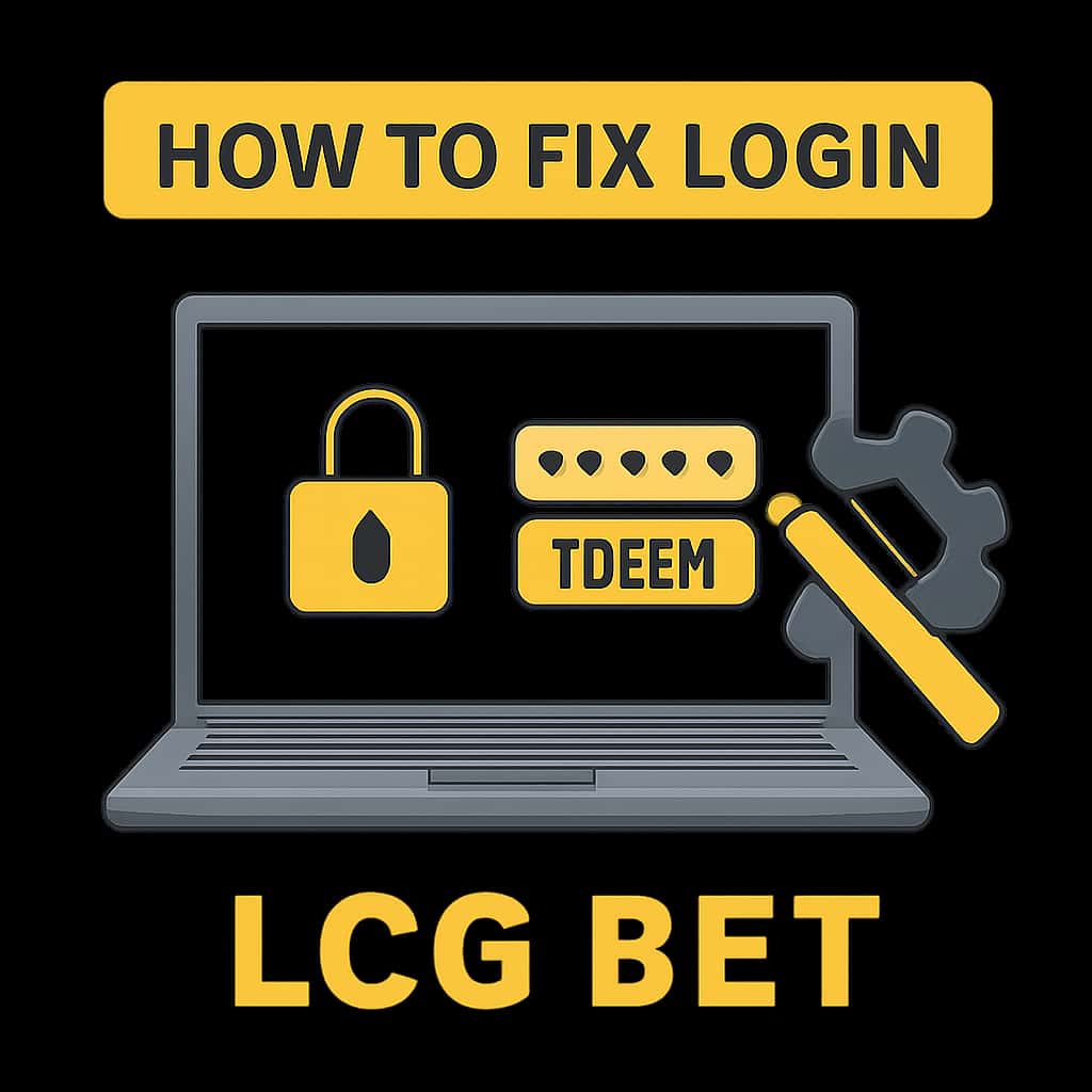 Illustration showing steps to troubleshoot LCG Bet login.