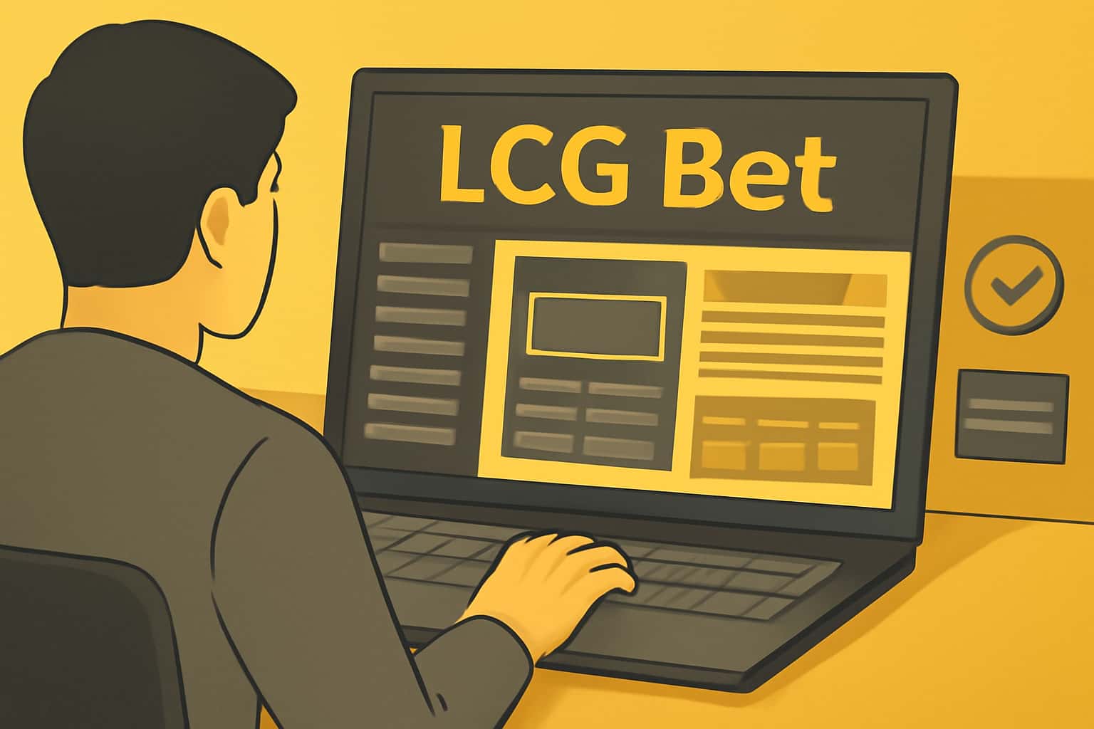 An informative scene highlighting the LCG Bet platform navigation.